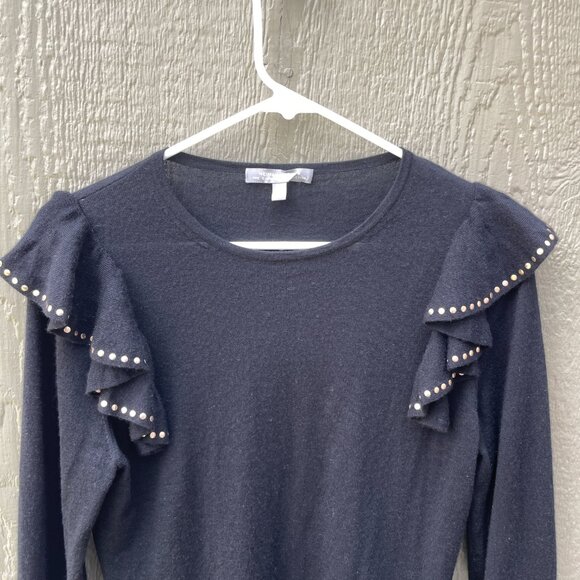 Neiman Marcus The Cashmere Collection Women's Size M  Black Crewneck Studded - Picture 5 of 7